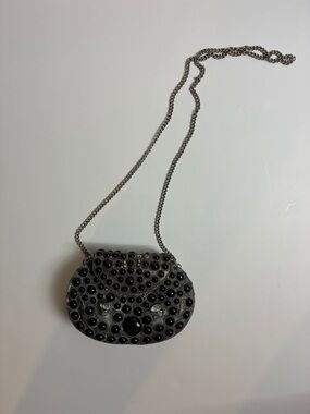 Embellished Black Beaded Crossbody Bag